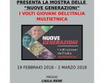La locandina della mostra all' IISS "Marignoni - Polo" di Milano: "Nuove Generazioni - I volti giovani dell'Italia multietnica"